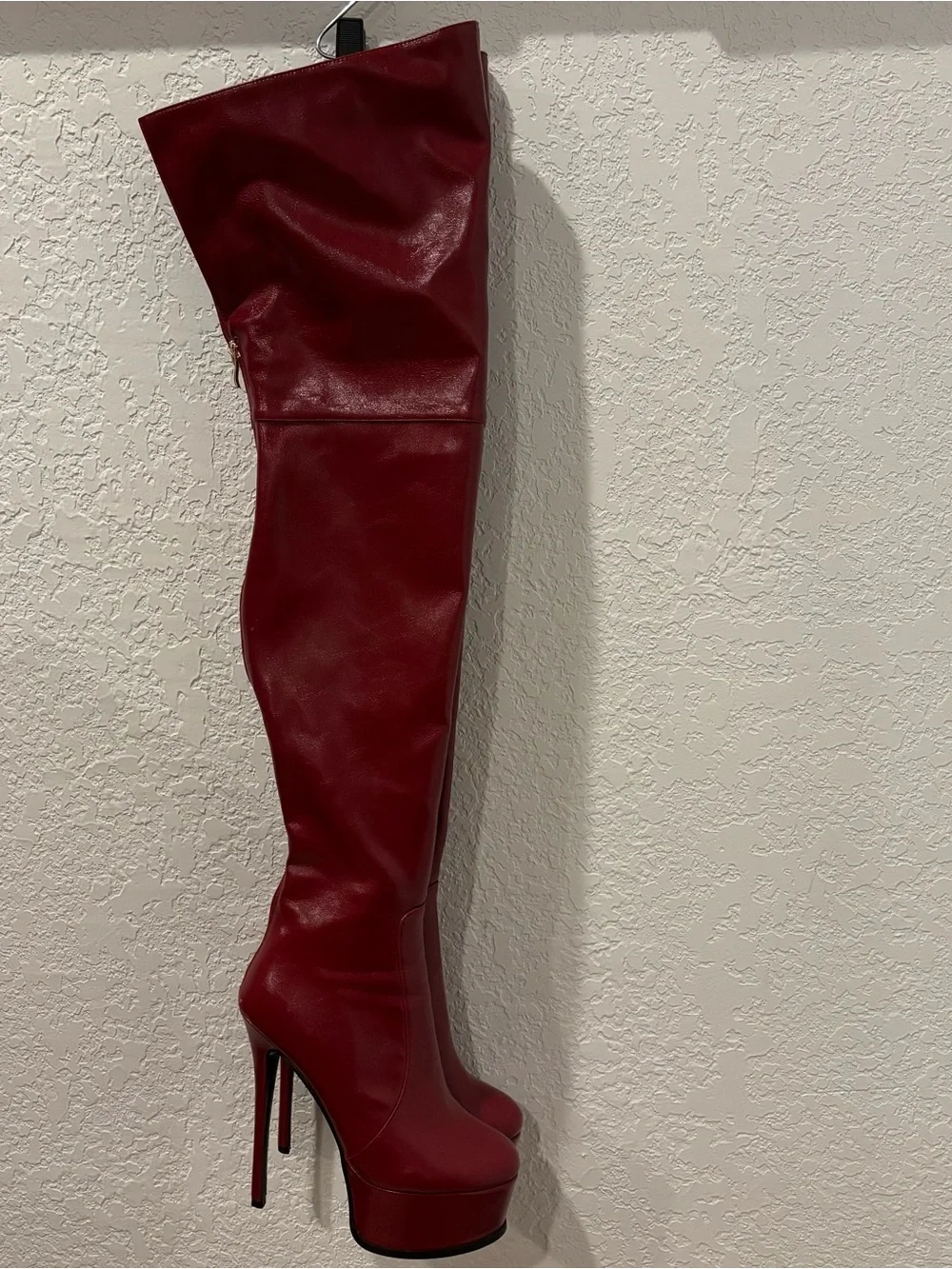 Women's Over-the-Knee Platform Stiletto Boots - Red